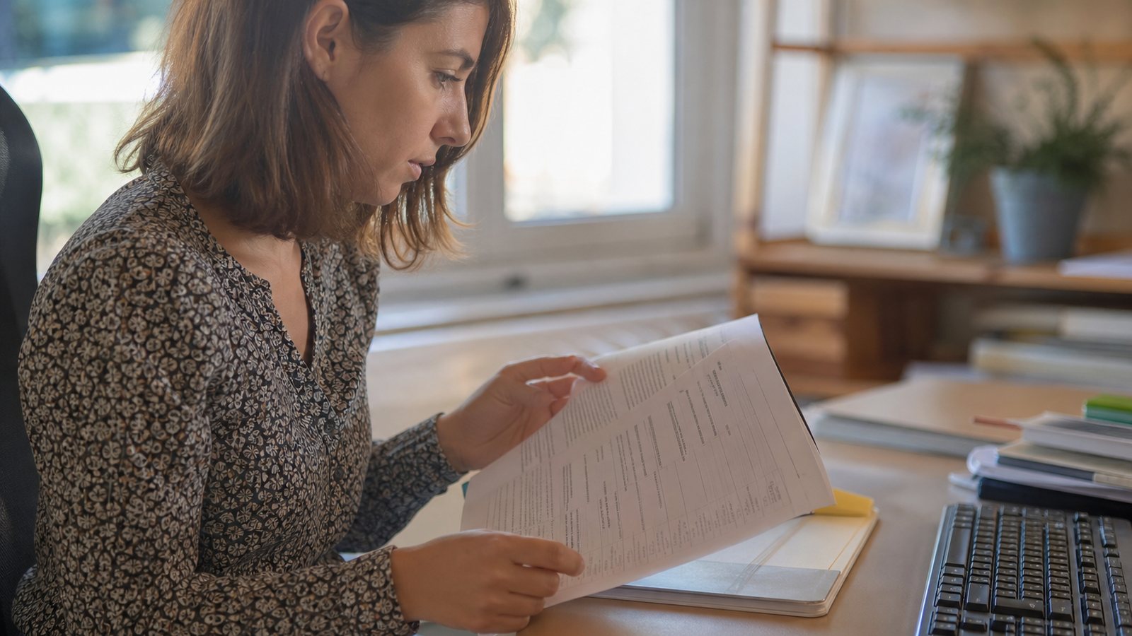 Loueur vérifiant ses montants de taxe de séjour collectés à son bureau